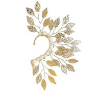 Boucles d'oreilles de manchette en or pour femmes, manchette d'oreille en or, manchettes 'oreille 'elfe gauche unique, bijoux non perçants, boucles 'oreilles vintage en feuilles et perles pour fem