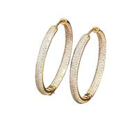 Boucles d'oreilles de mode - Superbes zircons grand cercle à double cercle à double face zircone rond boucles d'oreilles rond pour femmes bijoux en or de mode de mode