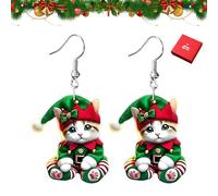 Boucles d'oreilles de Noël, boucles d'oreilles chat festives et mignonnes, cadeau for les amoureux des chats et accessoires de fête de Noël(Style D)