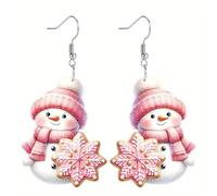 Boucles d'oreilles de Noël en acrylique à paillettes en forme de bonhomme de neige pour femme - Bijoux fantaisie des années 80, taille unique, Acrylique, Pas de gemme