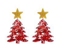 Boucles d'oreilles de Noël en acrylique pour femme - Boucles d'oreilles colorées en forme d'étoile d'arbre de Noël - Bijoux de fête, Large, Acrylique, Pas de gemme
