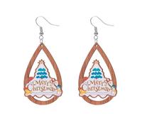 Boucles d'oreilles de noël en bois pour femmes, créatives et polyvalentes, dessin animé père noël creux, nouvelle Bijoux d'oreille sans prétention (B, 4.5X7.5CM)