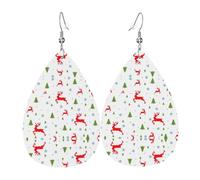 Boucles d'oreilles de Noël en cuir pour femme avec impression goutte d'eau - Légères - À porter au quotidien - Pour fête, rendez-vous, taille unique, Cuir