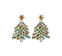 Boucles d'oreilles de Noël hypoallergéniques pour femme avec sapin de Noël, nœud rouge, ampoule de Noël, boucles d'oreilles pendantes faites à la main, bijoux de fête de Noël mignons, show in the