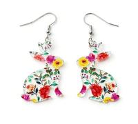 Boucles d'oreilles de Pâques, boucles d'oreilles en forme de lapin, boucles d'oreilles pour filles ou étoiles, en acrylique, cadeaux pour filles