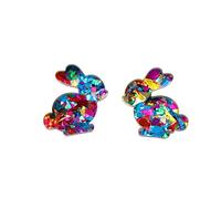 Boucles d'oreilles de Pâques en acrylique coloré - Œuf de Pâques - Boucles d'oreilles en acrylique - Œuf et lapin - Pour femmes et filles - Bijoux de vacances - Cadeaux - Boucles d'oreilles pour