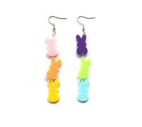 Boucles d'oreilles de Pâques en forme de carotte pour femme - Boucles d'oreilles pendantes en forme de lapin - Bijoux de Pâques - Acrylique - Sans pierre précieuse