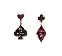 Boucles d'oreilles de poker - Boucles d'oreilles pendantes en forme de cœur noir pour homme, boucles d'oreilles Alice au pays des merveilles, cadeaux de poker Queen of Hearts boucles d'oreilles cool pour femme, Zinc, Pas de gemme