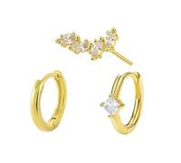 Boucles D'oreilles De Poteaux De Piercing 3PCS Set Zirconia Boucles D'oreilles Fashion Bijoux Cartilage Accessoires Tragus Pour Femmes Gold Silver