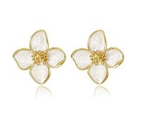 Boucles d'oreilles de printemps uniques en forme de fleur bleue pour femme avec gros pétale, L, Métal, Pas de gemme