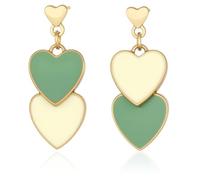 Boucles d'oreilles de Saint-Valentin pour femme, rose et rouge, double cœur, boucles d'oreilles pendantes pour la Saint-Valentin, plusieurs options de couleur, FREE, Métal, Pas de pierre précieuse