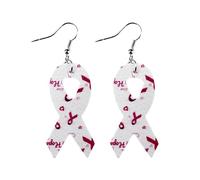 Boucles d'oreilles de Sensibilisation Cancer du Sein Boucles d'oreilles en Ruban Rose Bijoux de Sensibilisation Cancer du Sein Octobre Rose Accessoires Cadeaux pour Femmes (A03-B, 7x2.6cm)