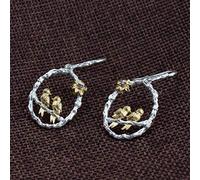 Boucles D'Oreilles de Style Chinois Eardrop S925 Argent Massif Argent Flottant or Artisanat Boucles D'Oreilles Femme Tempérament Simple Petit Oiseau Boucles D'Oreilles en Argentcomme Montré, LJBLEUS