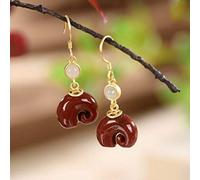 Boucles D'Oreilles de Style Chinois Eardrop S925 Argent Sterling du Sud Agate Rouge Personnalité Petit Éléphant Boucles D'Oreilles Femmes Plaquées or Naturellescomme Montré, LJBLEUSK