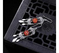 Boucles D'Oreilles de Style Chinois Eardrop S925 en Argent Sterling Agate Rouge du Sud Naturelle Fu Devant Mes Yeux Boucles D'Oreilles Rétro Femme Glandcomme Montré, LJBLEUSK
