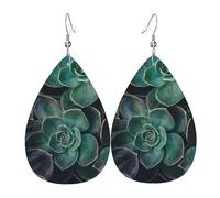 Boucles d'oreilles de vacances avec plantes succulentes pour femme, boucles d'oreilles pendantes festives, bijoux élégants pour célébrations, One Size, Cuir