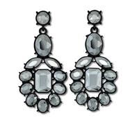 Boucles d'oreilles déclaration de contrôle en noir avec pierres de verre bril...