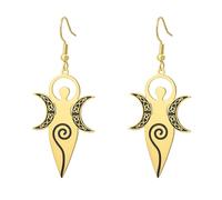 Boucles d'oreilles déesse celtique de la fertilité Déesse triple lune spirale Pagan Wiccan Amulette magique Bijoux religieux Cadeau pour femmes Maman (or)