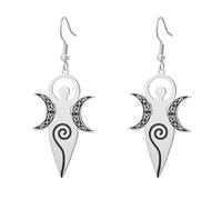 Boucles d'oreilles déesse celtique de la fertilité - Spirale - Triple déesse de la lune - Amulette païenne wicca - Bijoux religieux - Cadeau pour femme, M, Acier inoxydable, Pas de gemme