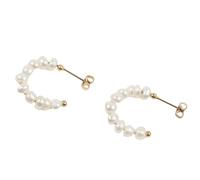 Boucles d'oreilles dégradées en perles synthétiques pour femme - Style vintage - Cadeau unique, L, Plaqué or 18 carats