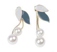 Boucles d'oreilles délicatement sculptées pour feuilles avec perles d'imitation pour les femmes qui préfèrent une exécution réfléchie