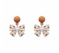 Boucles d'oreilles délicates écossaises en coton émaillé Boucles d'oreilles d'hiver à la mode avec pompon en résine de tissu pour cadeaux pour femme