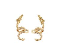 Boucles d'Oreilles Délicates En Forme De Dragon Pour Femmes Et Filles Plaqué Créatures Mythiques Sans Perçage Boucles d'Oreilles Rampantes Accessoires Tendance Pour l'Année Lunaire (Doré)