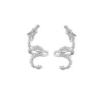 Boucles d'Oreilles Délicates En Forme De Dragon Pour Femmes Et Filles Plaqué Créatures Mythiques Sans Perçage Boucles d'Oreilles Rampantes Accessoires Tendance Pour l'Année Lunaire (Argent)
