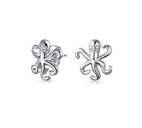Boucles D'Oreilles Délicates Petites Vacances Nautiques Lune De Miel Océan Vie Marine Créature De Mer Calmar Pieuvre Pour Femmes Adolescentes En Argent Sterling .925