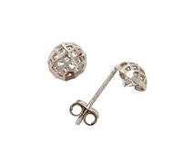 Boucles d'oreilles demi-boules carrées en or blanc 14 carats 5 x 5 mm pour femme