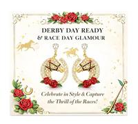 Boucles d'oreilles Derby pour femme, boucles d'oreilles pendantes en forme de fer à cheval rose, robes du Kentucky pour femmes, chemises derby 2026, tenue de fête, tenue de course, Moyen, Zinc, Pas de