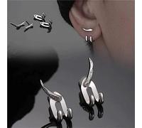 Boucles d'oreilles doubles détachables, 2023 nouvelle boucle d'oreille punk pour hommes, clous de boucle d'oreille crochet griffe, clous de boucle d'oreille punk vintage pour hommes bijoux cadeau