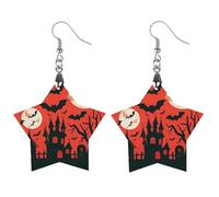 Boucles d'oreilles d'Halloween en bois pour femme, bijoux vintage élégants en bois, boucles d'oreilles légères pour mariage, fête, cadeau de bijoux quotidiens, Love, Bois, Bois.