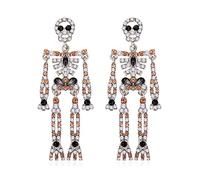 Boucles d'oreilles d'Halloween en forme de tête de mort effrayante pour femme avec strass en cristal punk gothique bijoux d'Halloween cadeaux, Zinc, Alliage.