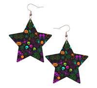 Boucles d'oreilles d'Halloween en forme de tête de mort pour femme, boucles d'oreilles pendantes en forme d'étoile étincelante, bijoux tendance pour soirée, One Size, Cuir
