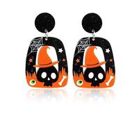 Boucles d'oreilles d'Halloween pour femme - Boucles d'oreilles pendantes en forme de citrouille - Boucles d'oreilles effrayantes - Accessoires d'Halloween pour femme - Bijoux citrouille (Style8_tête
