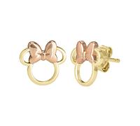 Boucles d'oreilles Disney en or jaune 9 carats pour filles avec Mickey Mouse ou Minnie Minnie Rose, bijoux Disney, Caoutchouc
