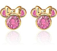 Boucles d'oreilles Disney en or jaune 9 KT pour filles avec Minnie, or, Zircone cubique