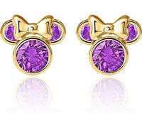 Boucles d'oreilles Disney en or jaune 9 KT pour filles avec Minnie, or, Zircone cubique