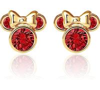 Boucles d'oreilles Disney en or jaune 9 KT pour filles avec Minnie, ornées de zircone