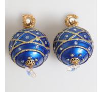 Dolce & Gabbana - Boucles d'oreilles Crochet Cristal Boule de Noël Bleue - Femme - Accessoires - Bleu - Taille: ONE Size