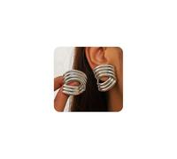 Boucles d'oreilles dorées pour femme, grandes boucles d'oreilles à tige uniques à rayures irrégulières, boucles d'oreilles géométriques en métal enveloppées pour bal, fête, cocktail, Large, Métal, Pas