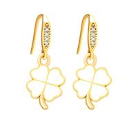 Boucles d'oreilles dorées Tobestu Trèfle porte-bonheur blanc - Bijoux pour femmes pour la Saint-Patrick - Accessoires de vacances à thème irlandais pour les célébrations - YA5720