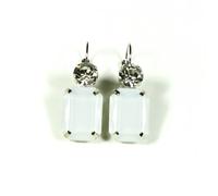 Boucles d'oreilles dormeuse en cristal - blanc - RC003586