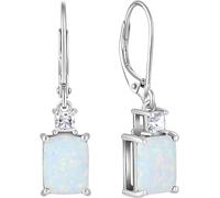 Boucles d'oreilles dormeuses en argent sterling 925 avec opale blanche naturelle taillée à la main - Pierre de naissance du mois d'octobre - Bijoux pour elle