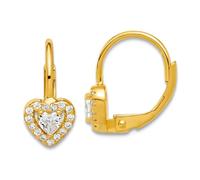 Boucles d'oreilles dormeuses en argent sterling 925 avec zircone cubique imitation cœur 14,3 x 6,7 mm de large pour femme