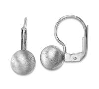 Boucles d'oreilles dormeuses en argent sterling 925 plaqué rhodium avec boules de 15 x 14,35 mm pour femme