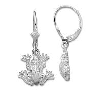 Boucles d'oreilles dormeuses en argent sterling 925 plaqué rhodium poli grenouille 29,51 x 13,72 mm de large pour femme