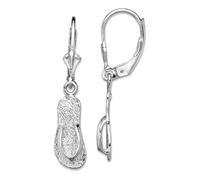 Boucles d'oreilles dormeuses en argent sterling 925 plaqué rhodium poli pour femme 31,1 x 6,55 mm de large