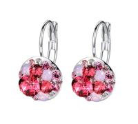 Boucles d'oreilles dormeuses en cristal autrichien multicolore pour femme Plaqué or 14 carats Boucles d'oreilles créoles hypoallergéniques, Petit, Métal, Cristal